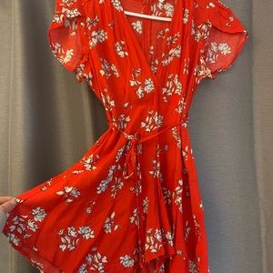 Red flowy Romper
